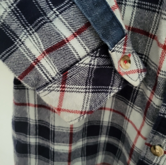 Hanna Andersson Button Down Flannel Plaid Shirt Size 130 8 Blue Red - Picture 4 of 10